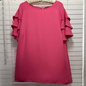 Vince Camuto feminine pink A-line blouse w/ruffled sleeves; Size 2X